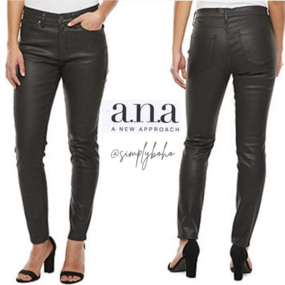 a.n.a. women's Black Coated Denim Pants - PLUS SIZE 33/16